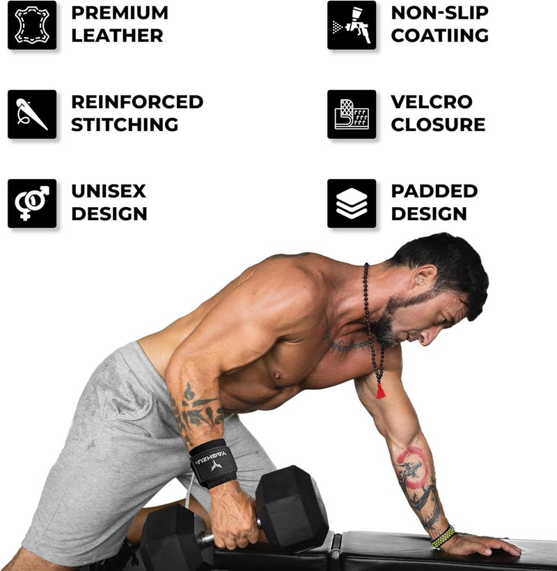 YAGHZU Weight Lifting Hooks, Padded Weight Lifting Straps Wrist Straps for Men and Women, Premium Deadlift Straps for Weightlifting and Powerlifting, Weight Lifting Gloves for Pull Ups - Image 3